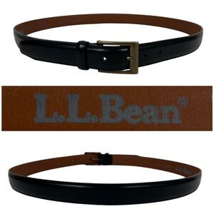 L.L. Bean Black Full Grain Leather Made In USA Belt Mens Size 38 Casual EUC